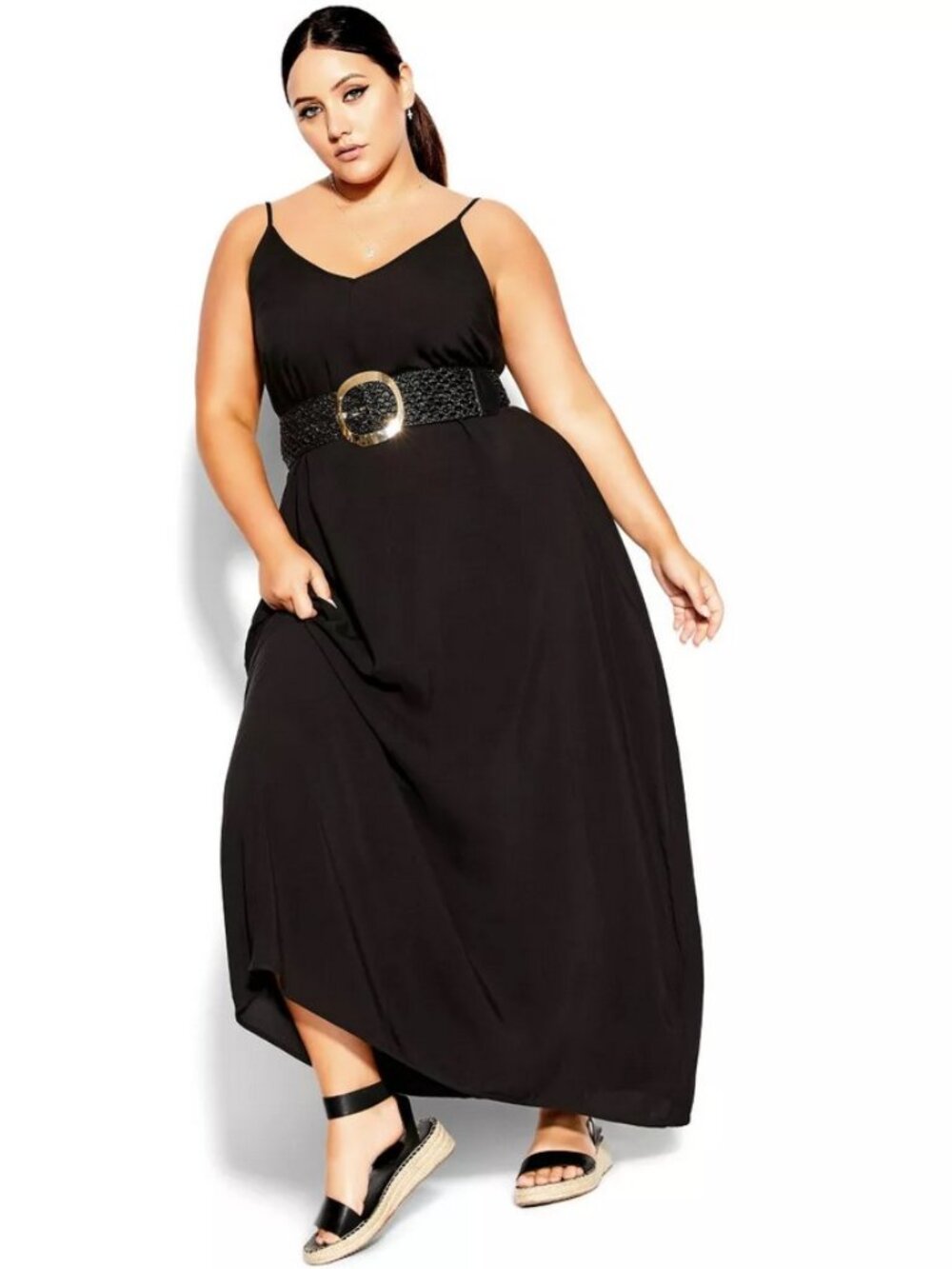 🖤 NEW City Chic Black V Neck Maxi Dress 18 / M